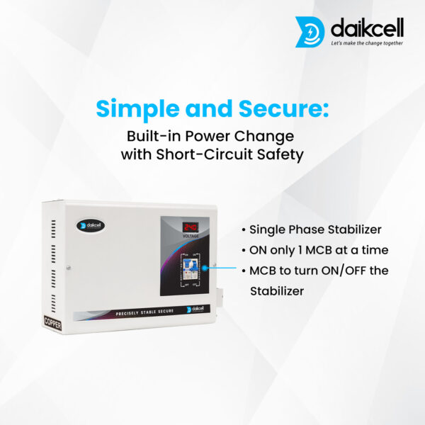 daikcell 3 KVA 90V-300V Mainline Heavy Duty Voltage Stabilizer for Home - 2400W - 12 Amps Load - Single Phase