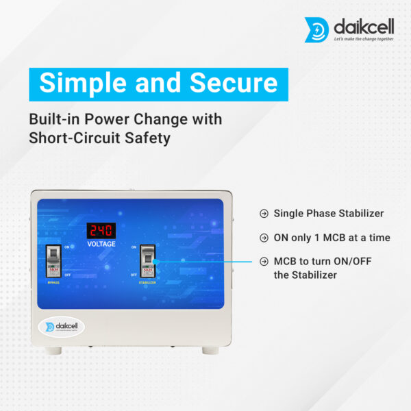 daikcell 15 KVA COPPER 170V-400V Mainline Heavy Duty Voltage Stabilizer For Home 12000W for Single Phase - DSR038