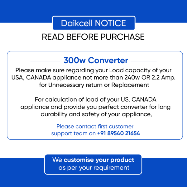 daikcell 500 watt 220v to 110v digital stepdown transformer voltage converter for US appliances in India - 5 Years Warranty - DSR034 - Silver