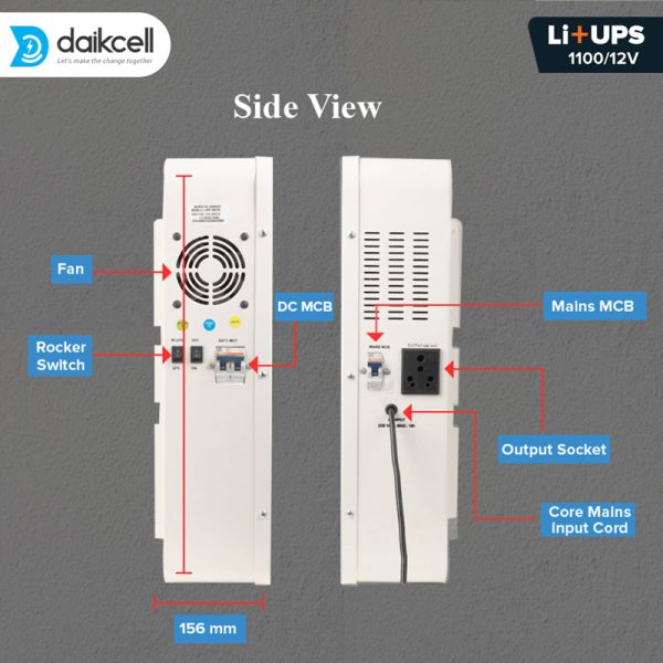 daikcell 2 in 1 Combo inbuilt Lithium-ion Inverter Battery for Home  | Pure Sinewave 1100 VA/12V | 1280 Wh with 15 Year Life | Wall-Mountable with 5 Years Warranty - Li1280 - 1KVA
