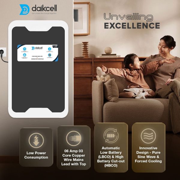 daikcell 2 in 1 Combo inbuilt Lithium-ion Inverter Battery for Home  | Pure Sinewave 1100 VA/12V | 1280 Wh with 15 Year Life | Wall-Mountable with 5 Years Warranty - Li1280 - 1KVA