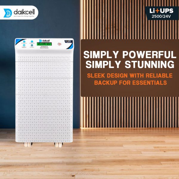daikcell 2 in 1 inbuilt Lithium-ion Inverter Battery | Pure Sinewave 2500 VA/24V | 2560 Wh with Upto 15 Year Life | 5 Years Warranty - 2.5KVA ( Runs Even 1 HP Motor )