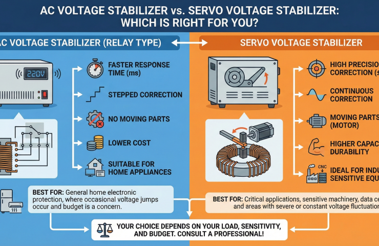 Ac Voltage Stabilizer vs Servo Voltage stabilizer