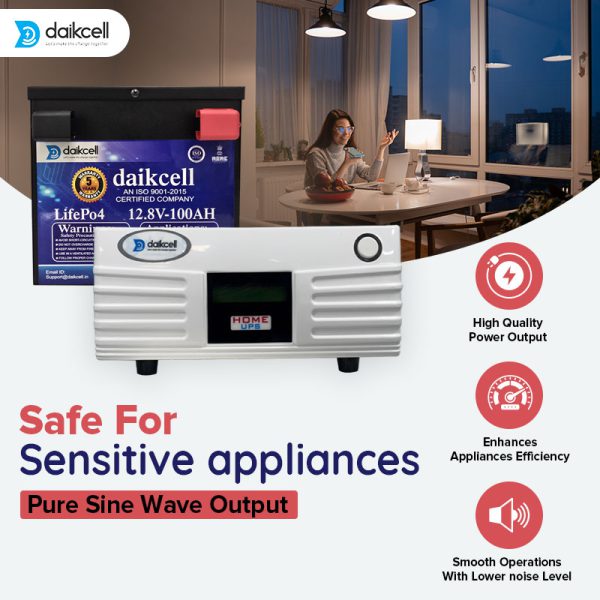 Chargon Inverter & Battery Combo for Home, Shop & Office | 1100VA Pure Sine Wave + 12.8V 100Ah Lithium-ion Universal Battery | More Backup Than 180Ah+ Lead-Acid Battery with 1+4 Years Warranty
